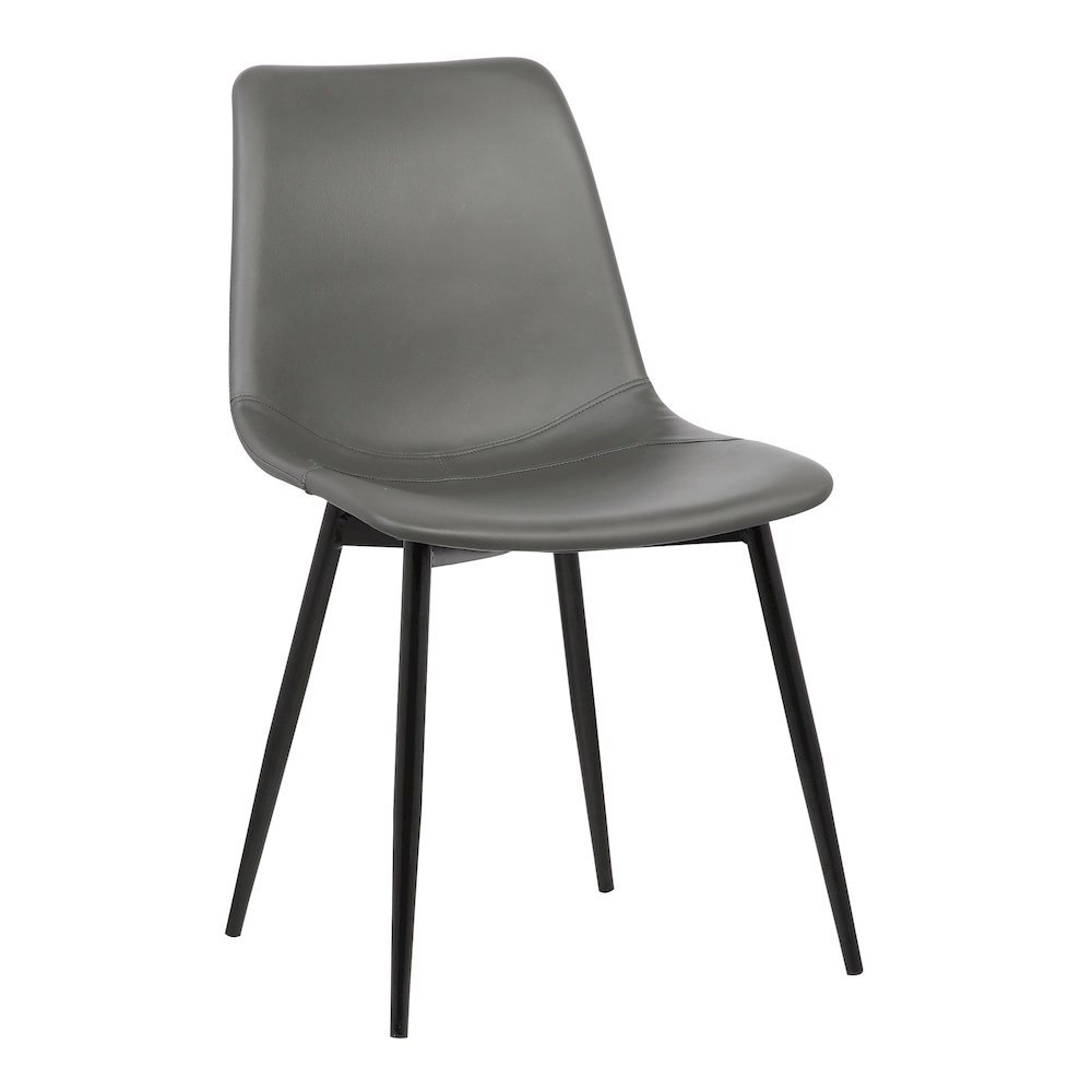 Monte Dining Chair in Gray Faux Leather with Black Metal Legs Set Of 2. Picture 2