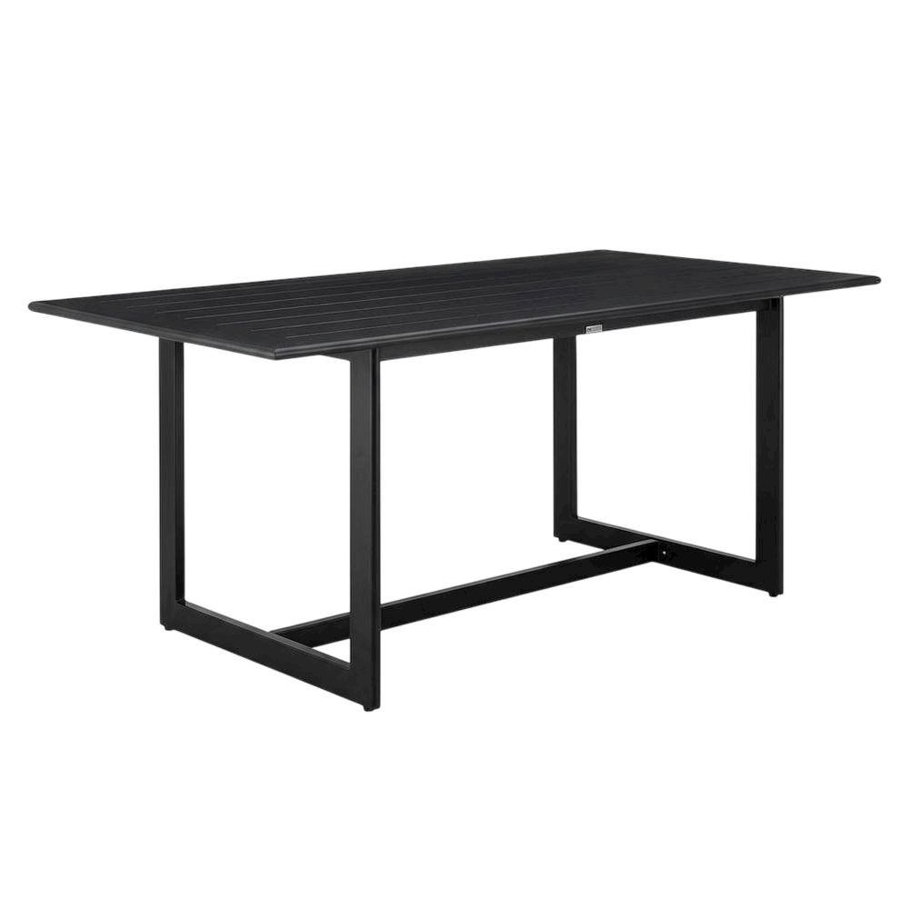 Black Outdoor Patio Dining Table With Aluminum Frame And Modern Design. Picture 1