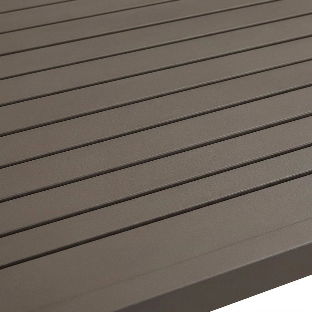 Gray Outdoor Aluminum Rectangular Dining Table, Durable Design, Spacious Surface. Picture 5