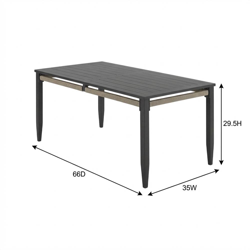 Aluminum Rectangular Dining Table In Charcoal Finish With Modern Style. Picture 7