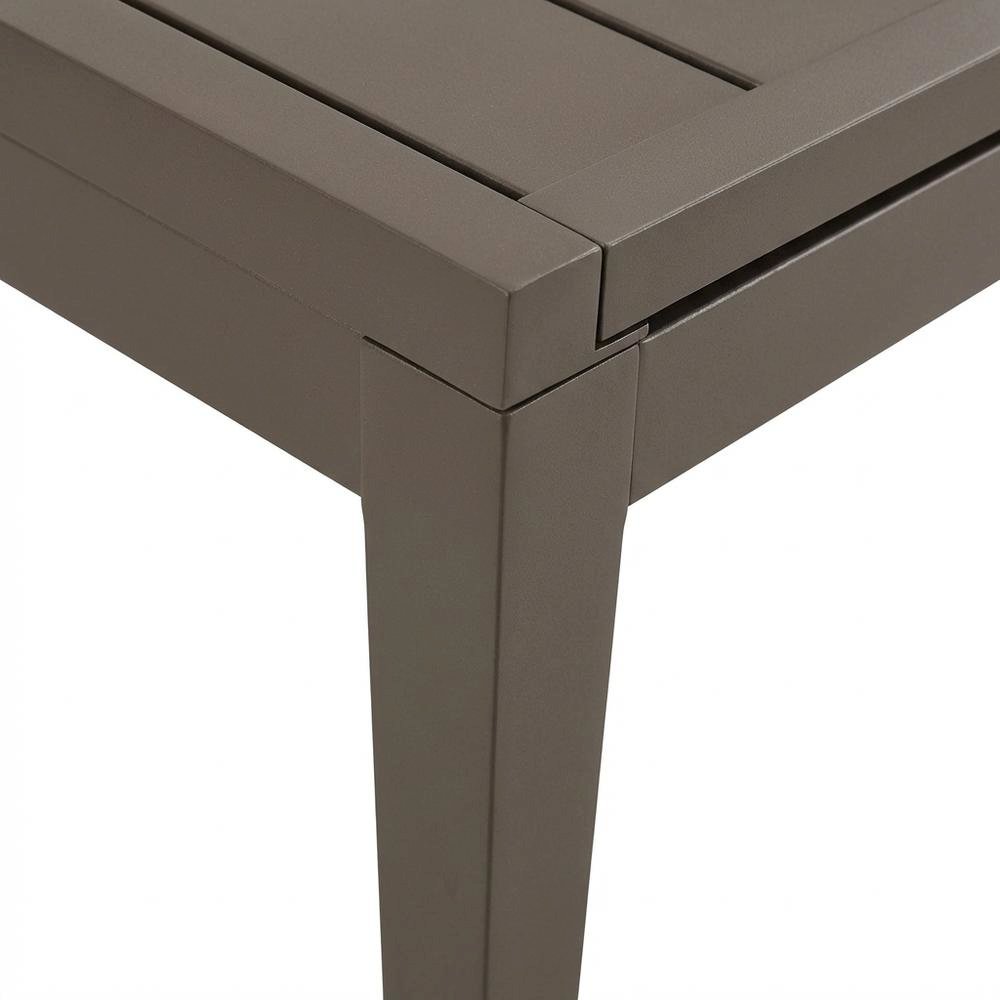 Gray Outdoor Aluminum Rectangular Dining Table, Durable Design, Spacious Surface. Picture 6
