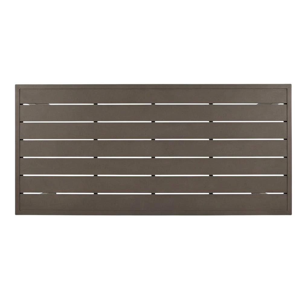 Gray Outdoor Aluminum Rectangular Dining Table, Durable Design, Spacious Surface. Picture 4