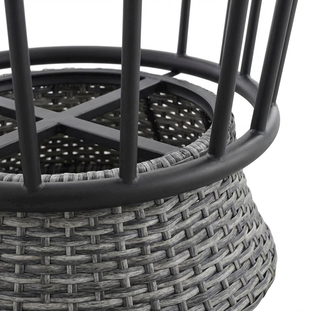 Dark Gray And Black Wicker Aluminum Outdoor Sofa With Water-Resistant Fabric. Picture 6