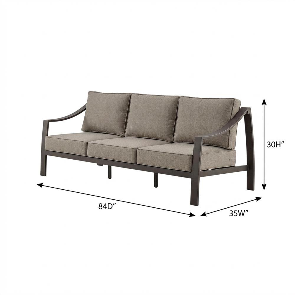 Brown Outdoor Sofa With Aluminum Frame, Water Resistant, Modern Design. Picture 7