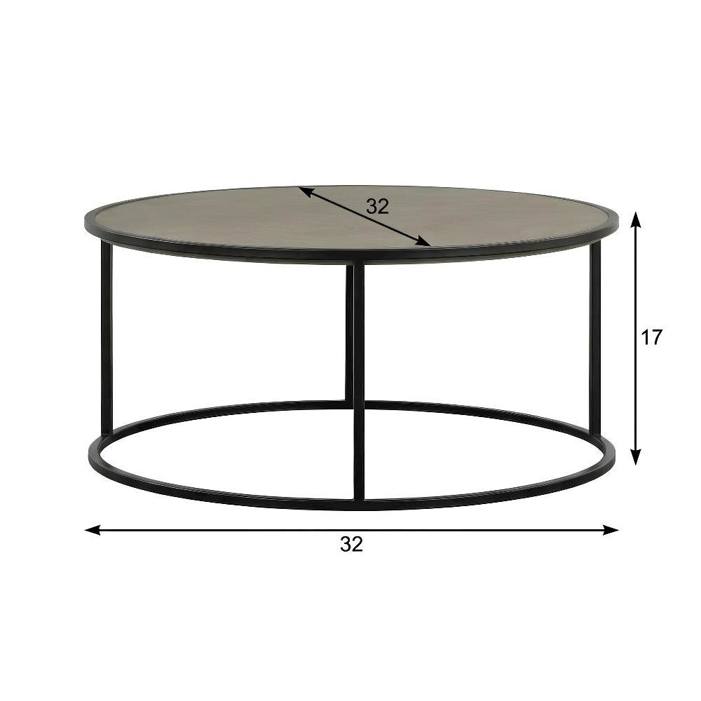 Concrete and Black Metal 2-Piece Nesting Coffee Table Set with Modern Design. Picture 4