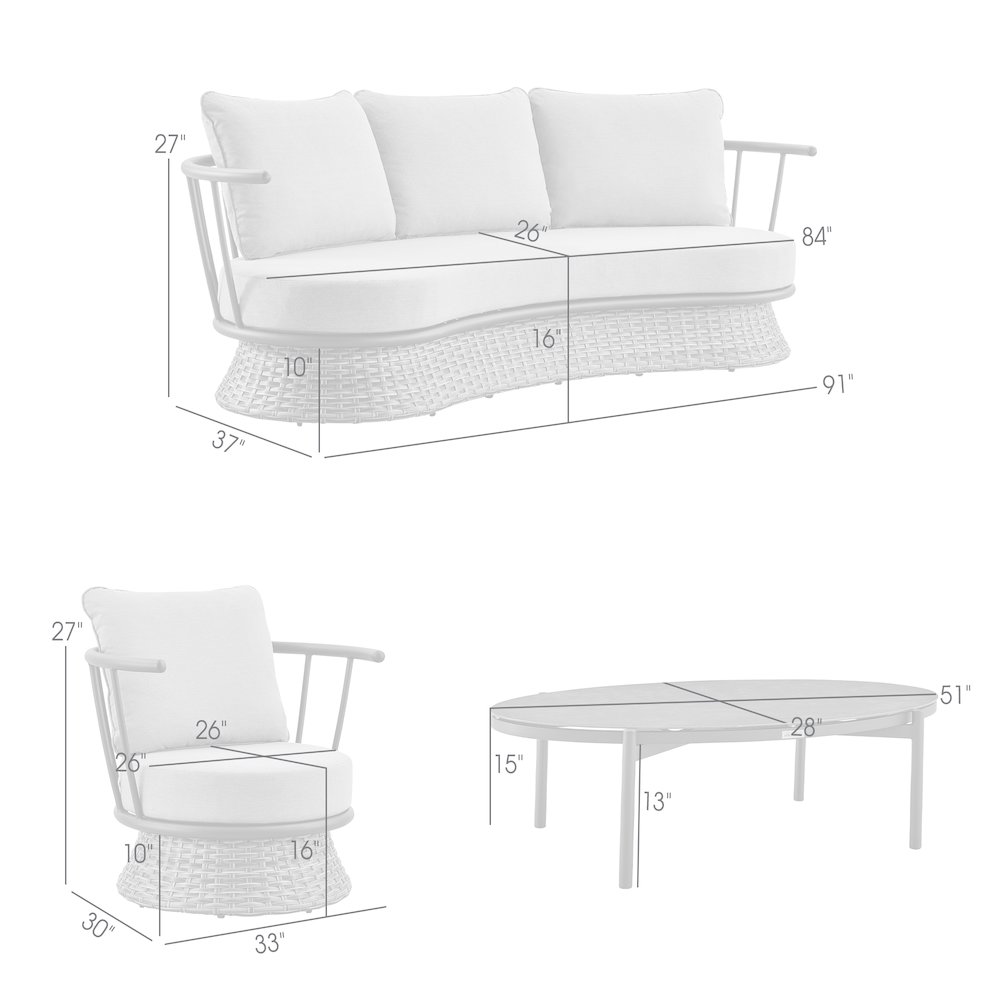 Giotto Wicker and Aluminum Outdoor Sofa in Black and Dark Gray. Picture 8