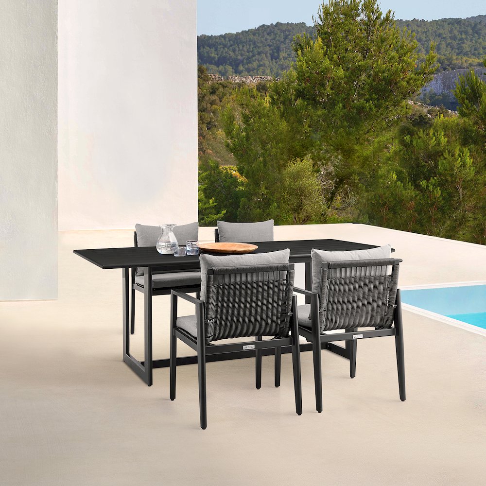 Cayman Outdoor Patio Dining Table in Aluminum. Picture 7