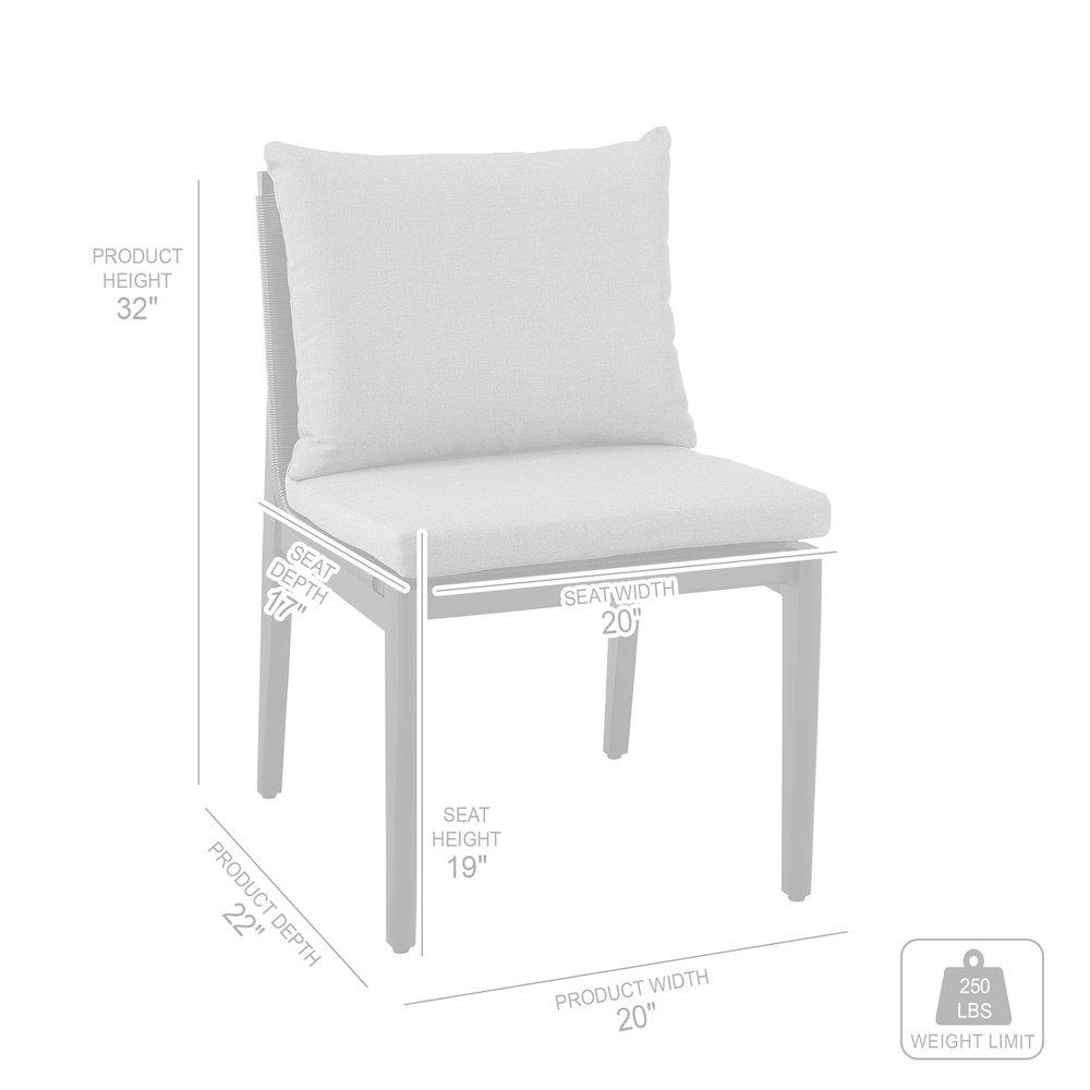 Cayman Outdoor Patio Dining Chairs in Aluminum with Gray Cushions - Set of 2. Picture 13