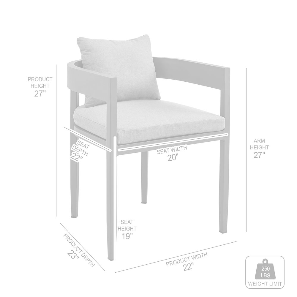 Menorca Outdoor Patio 7-Piece Dining Table Set in Aluminum with Gray Cushions. Picture 11