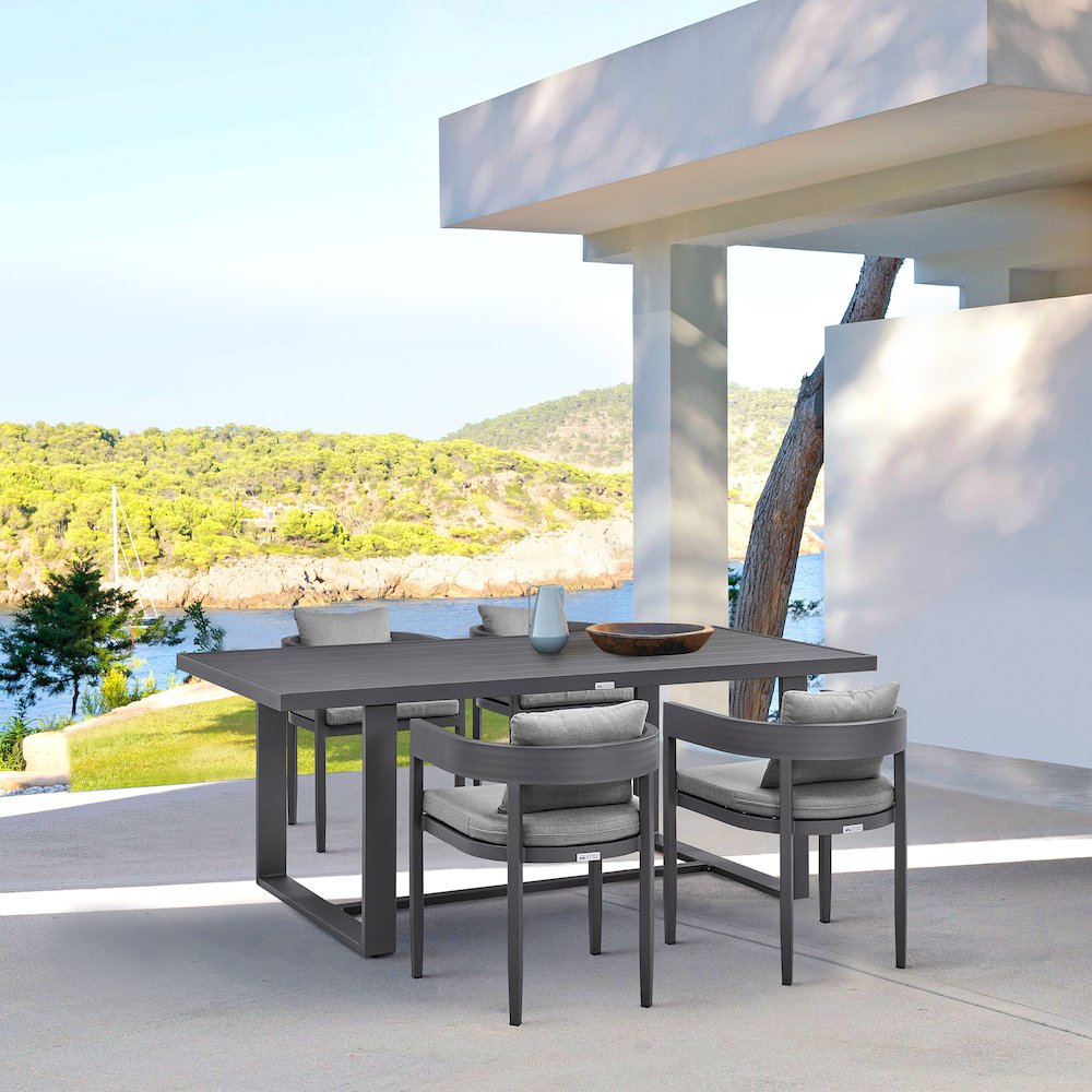 Menorca Outdoor Patio Dining Table in Aluminum. Picture 7