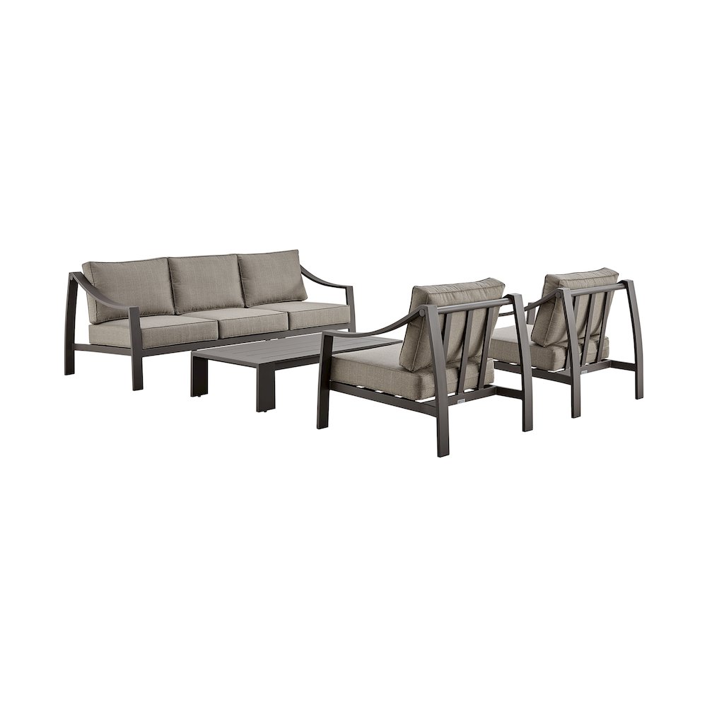 Koda Aluminum Outdoor Sofa in Brown. Picture 1