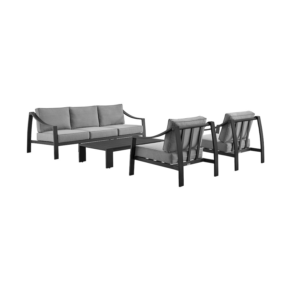 Koda Aluminum Outdoor Sofa in Black and Dark Gray. Picture 1