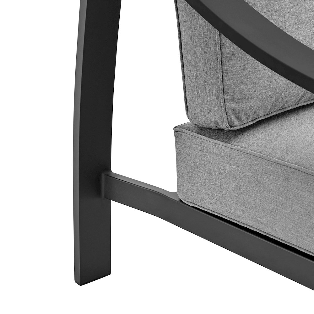 Koda Aluminum Outdoor Sofa in Black and Dark Gray. Picture 4
