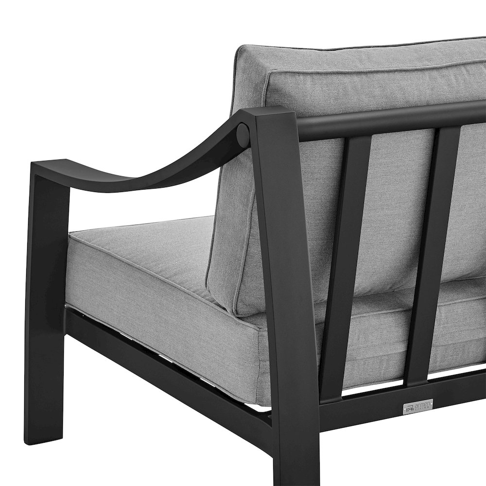 Koda Aluminum Outdoor Sofa in Black and Dark Gray. Picture 5