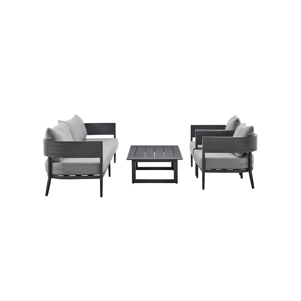 Menorca Aluminum Outdoor Sofa in Dark Gray. Picture 1
