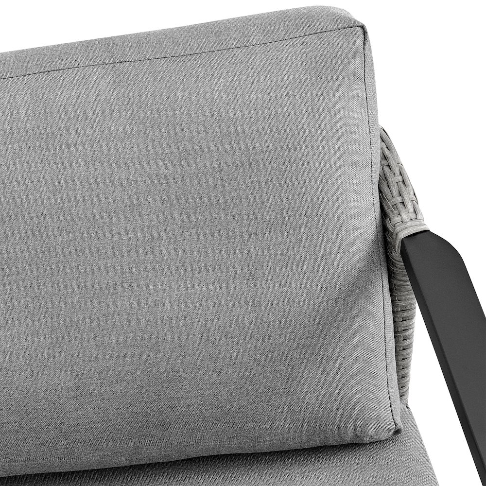 Palma Wicker and Aluminum Outdoor Sofa in Black and Dark Gray. Picture 5