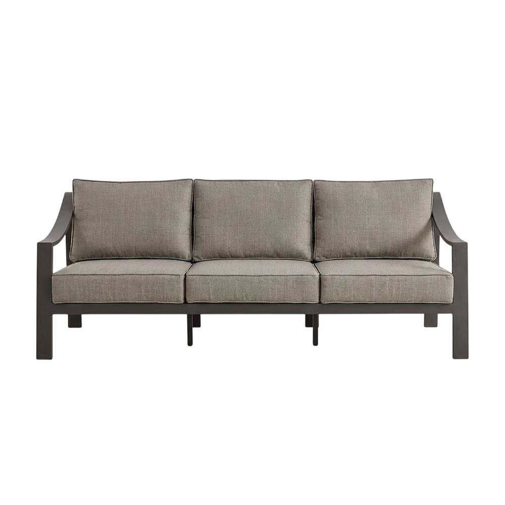 Brown Outdoor Sofa With Aluminum Frame, Water Resistant, Modern Design. Picture 4