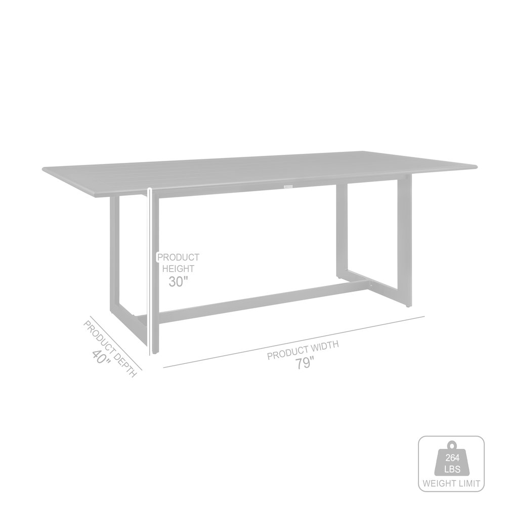 Cayman Outdoor Patio Dining Table in Aluminum. Picture 8