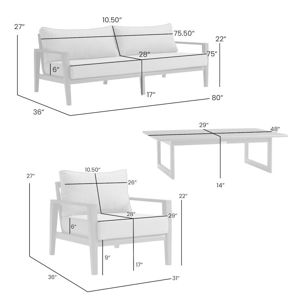 Cayman Aluminum Outdoor Coffee Table in Black. Picture 3