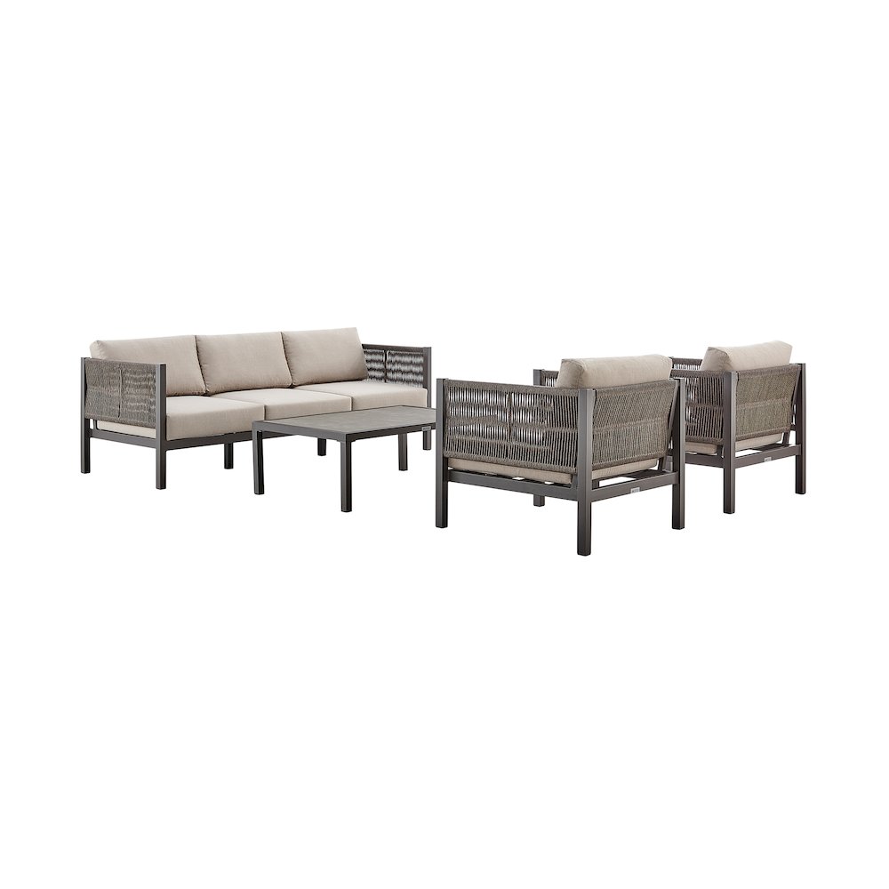 Mareike Aluminum Outdoor Coffee Table in Brown with Ceramic Tabletop. Picture 2