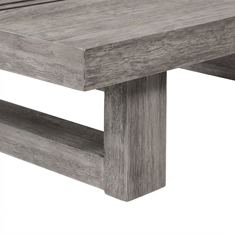 Gray Eucalyptus Outdoor Coffee Table With Modern Design, Solid Wood Construction. Picture 6