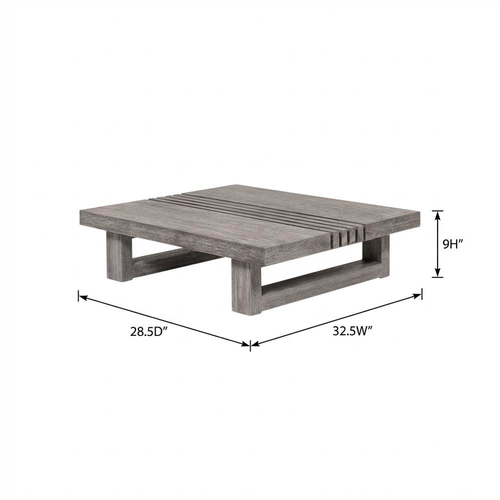 Gray Eucalyptus Outdoor Coffee Table With Modern Design, Solid Wood Construction. Picture 7