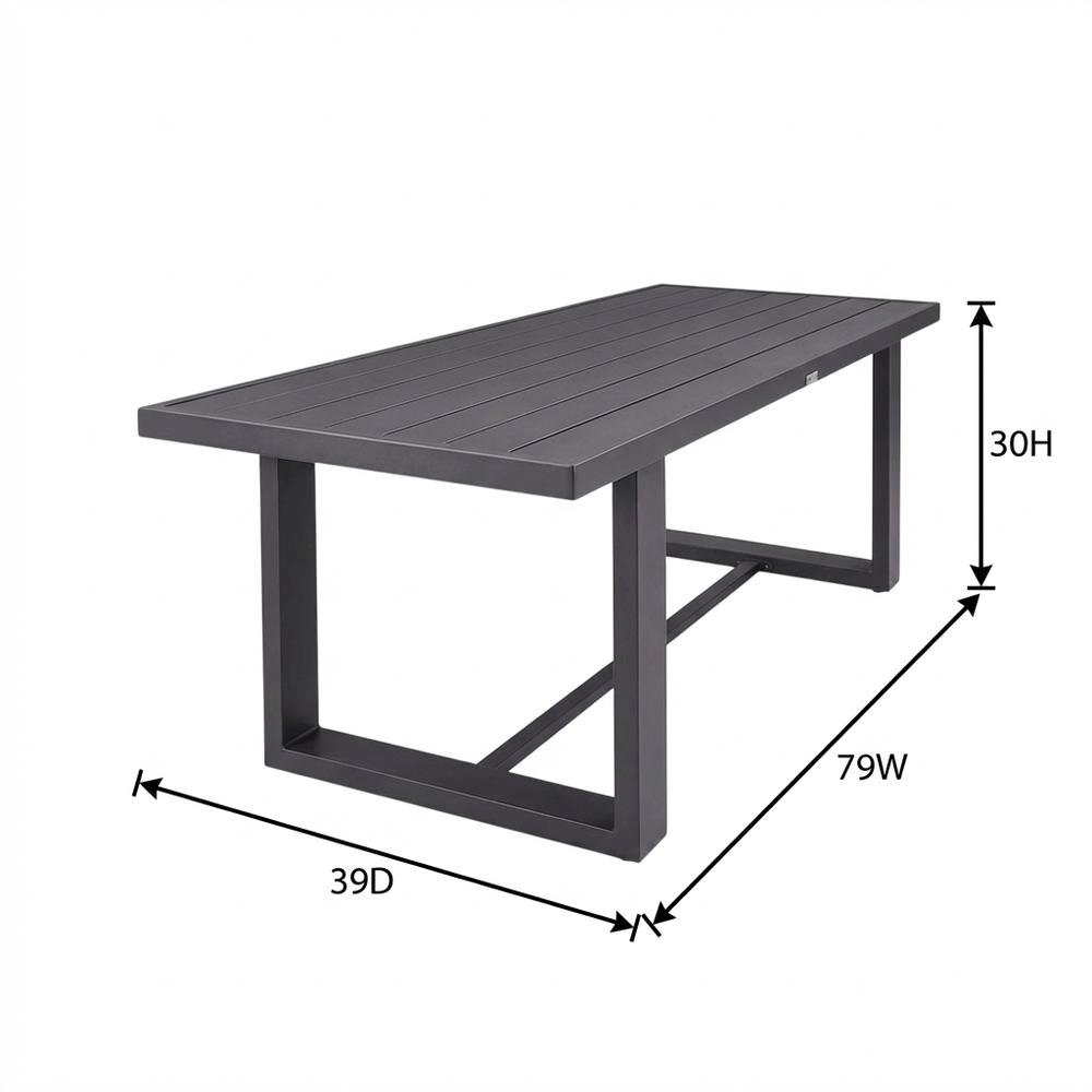 Dark Gray Outdoor Patio Dining Table With Aluminum Frame. Picture 7