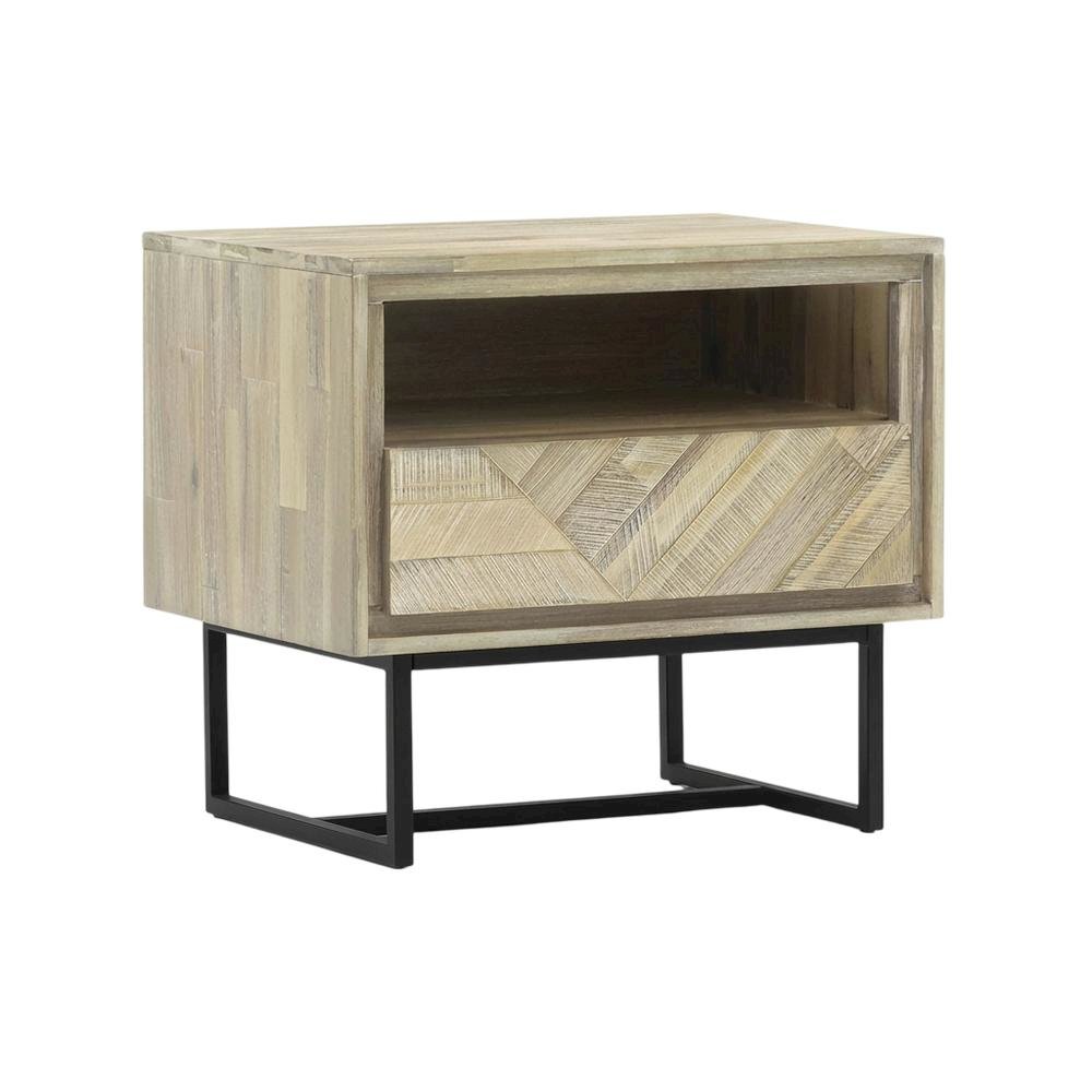 Acacia Wood Nightstand with 1 Drawer for Bedroom Storage. Picture 1