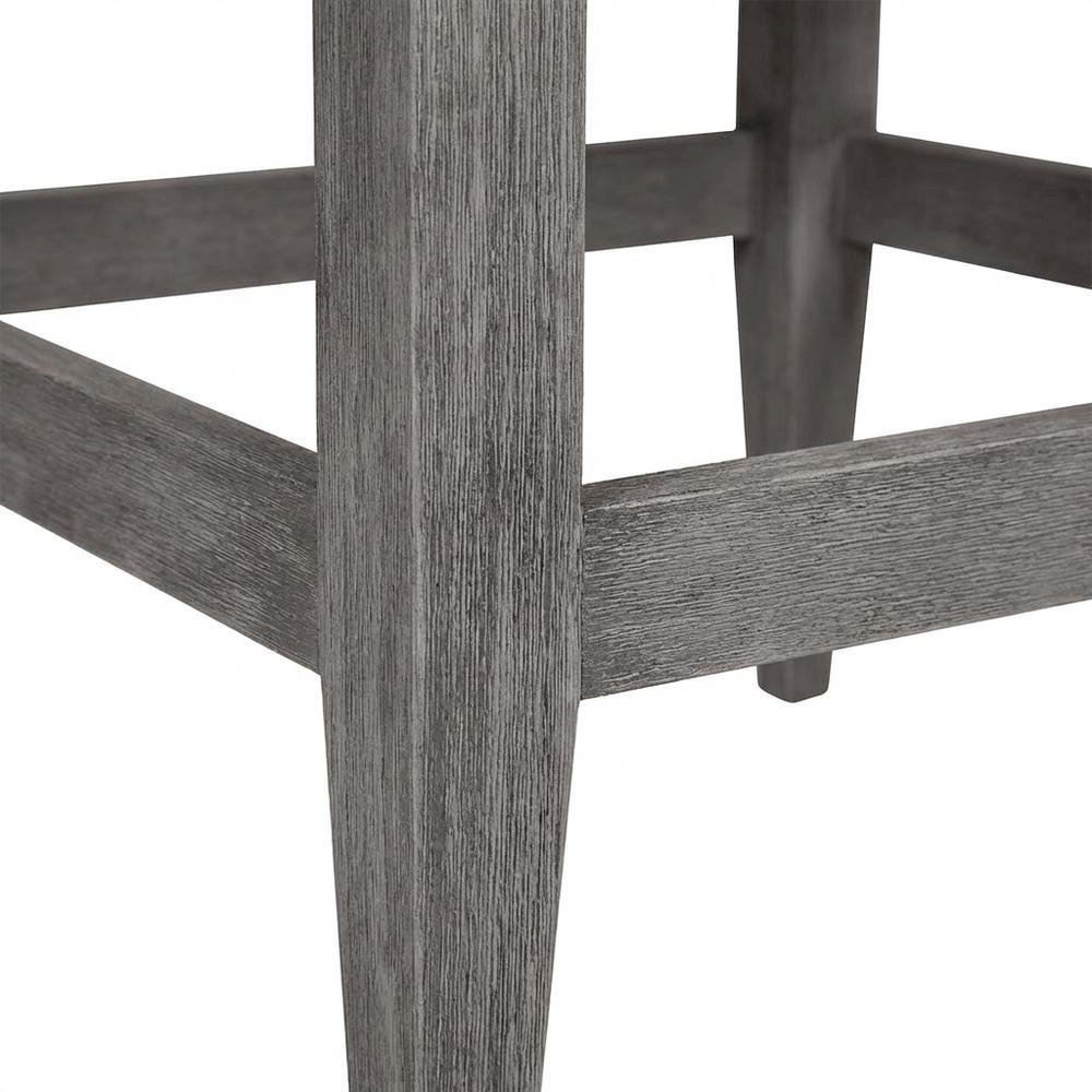 Gray Eucalyptus Wood Outdoor Patio Counter Stool With Cushions. Picture 6