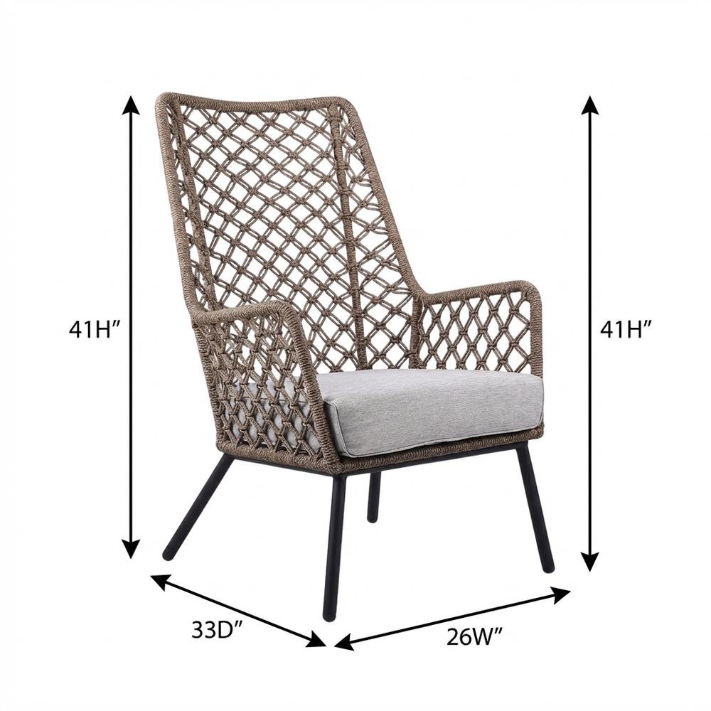 Gray Outdoor Lounge Chair With Removable Cushion, Water And Uv Resistant. Picture 7