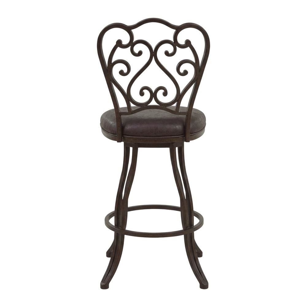 Counter Height Metal Swivel Barstool with Bandero Espresso Upholstery. Picture 2