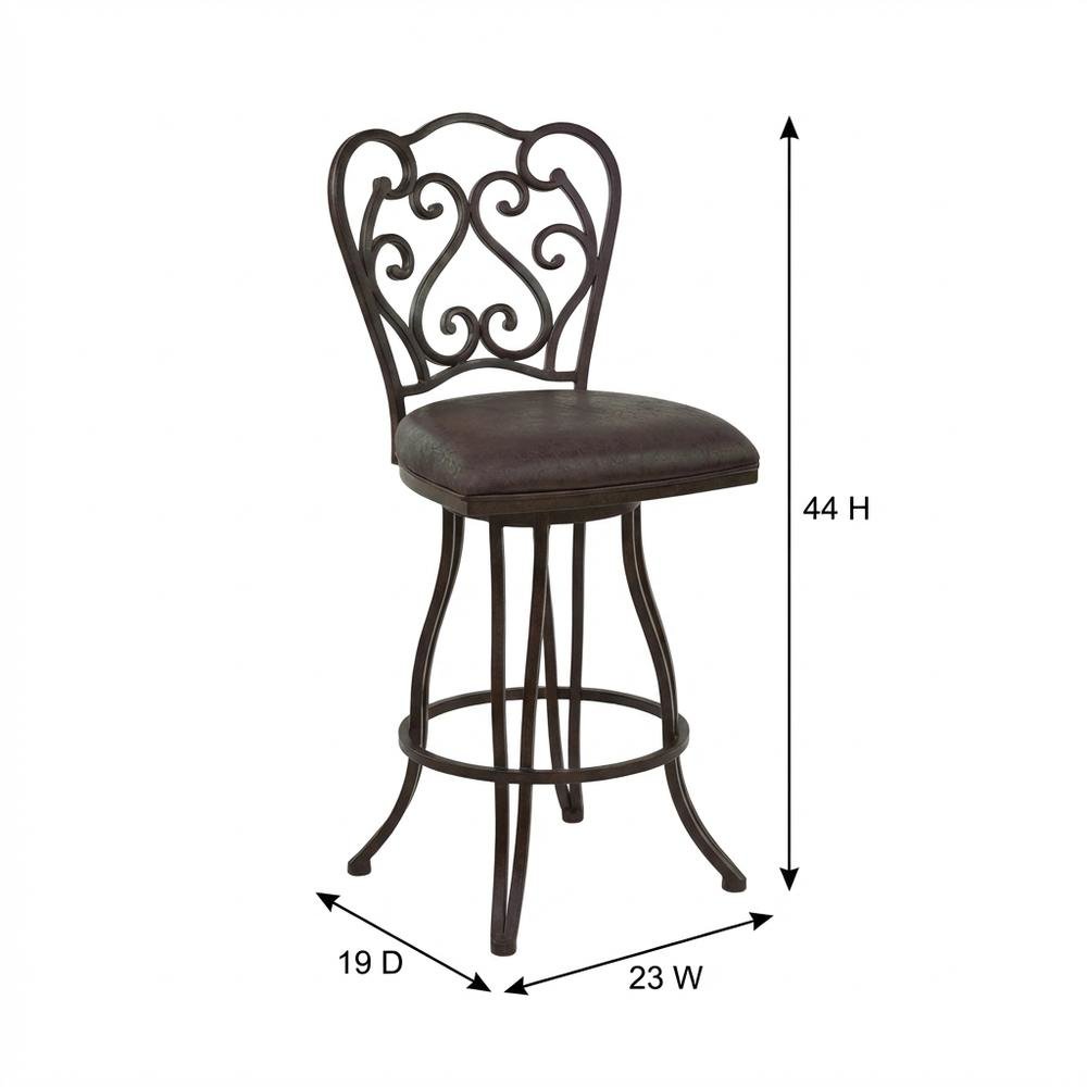 Counter Height Metal Swivel Barstool with Bandero Espresso Upholstery. Picture 5