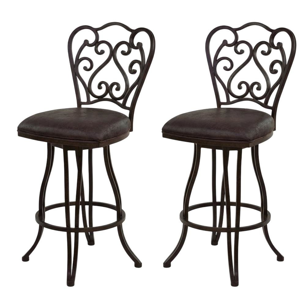 Counter Height Metal Swivel Barstool with Bandero Espresso Upholstery. Picture 6