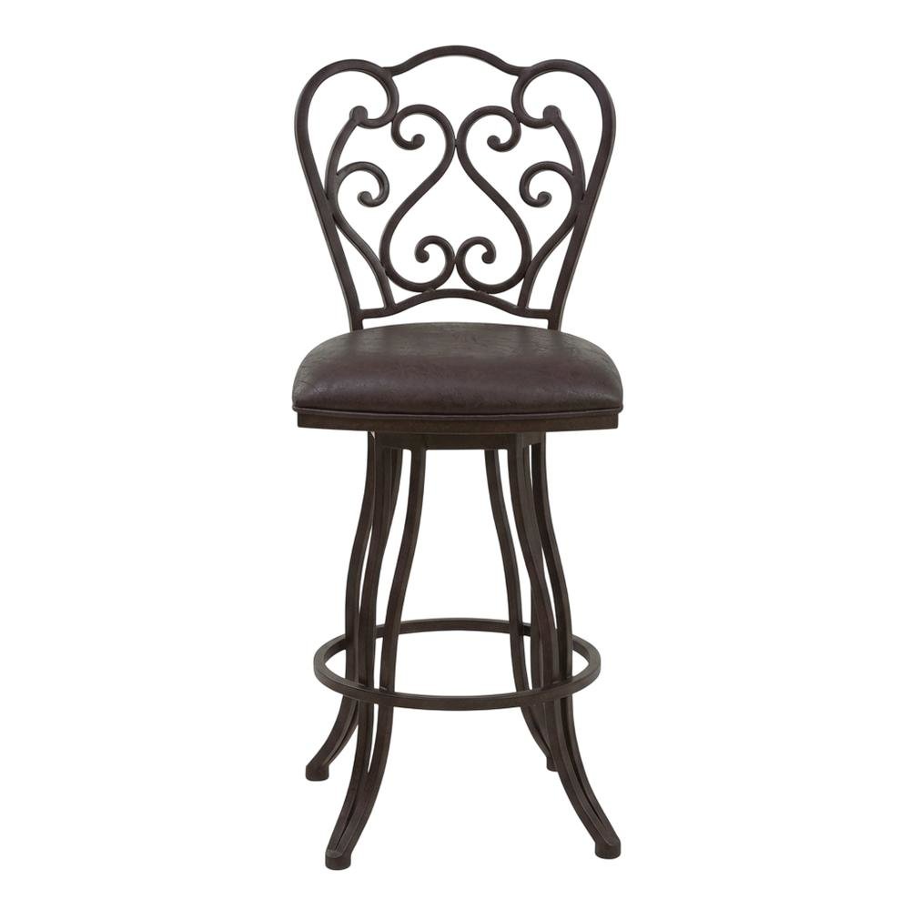 Counter Height Metal Swivel Barstool with Bandero Espresso Upholstery. Picture 1