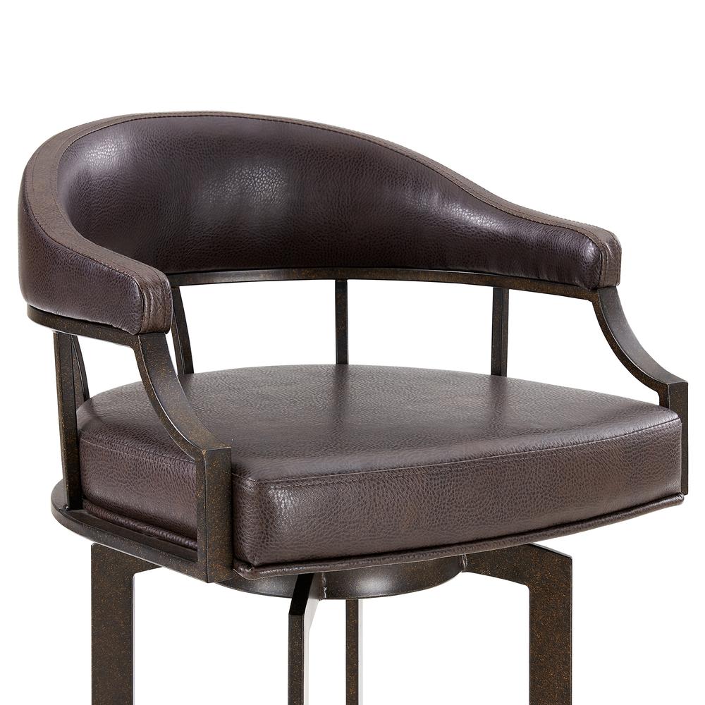 Pharaoh Swivel 30" Auburn Bay and Brown Faux Leather Bar Stool. Picture 3