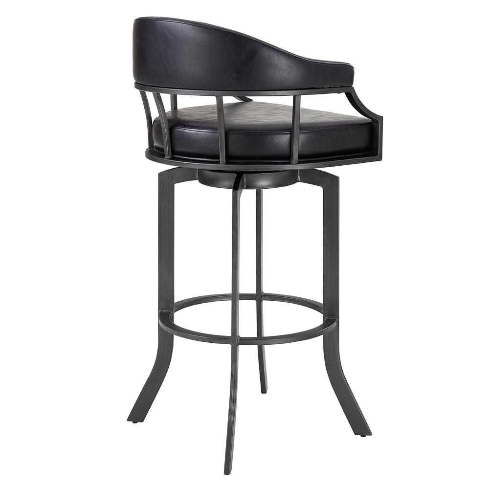 Pharaoh Swivel 26" Mineral Finish and Black Faux Leather Bar Stool. Picture 2