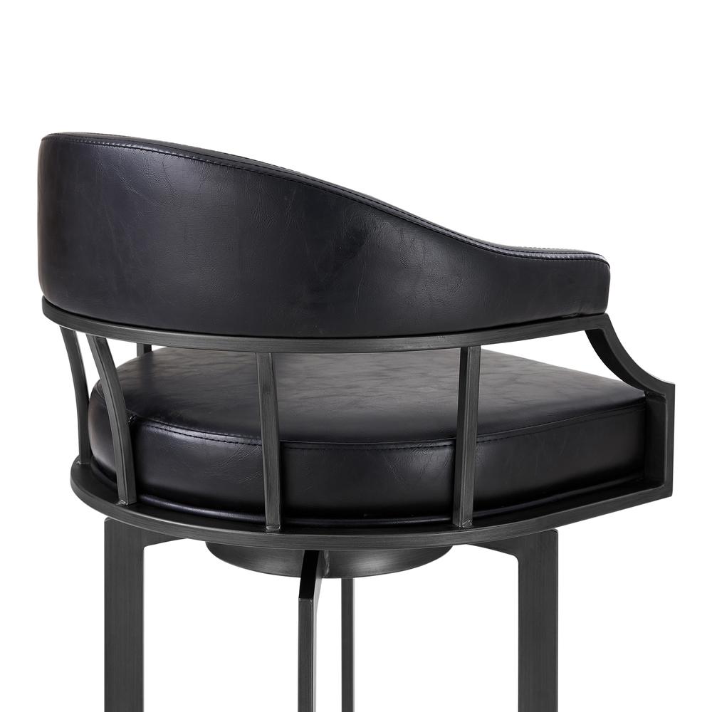 Pharaoh Swivel 26" Mineral Finish and Black Faux Leather Bar Stool. Picture 4