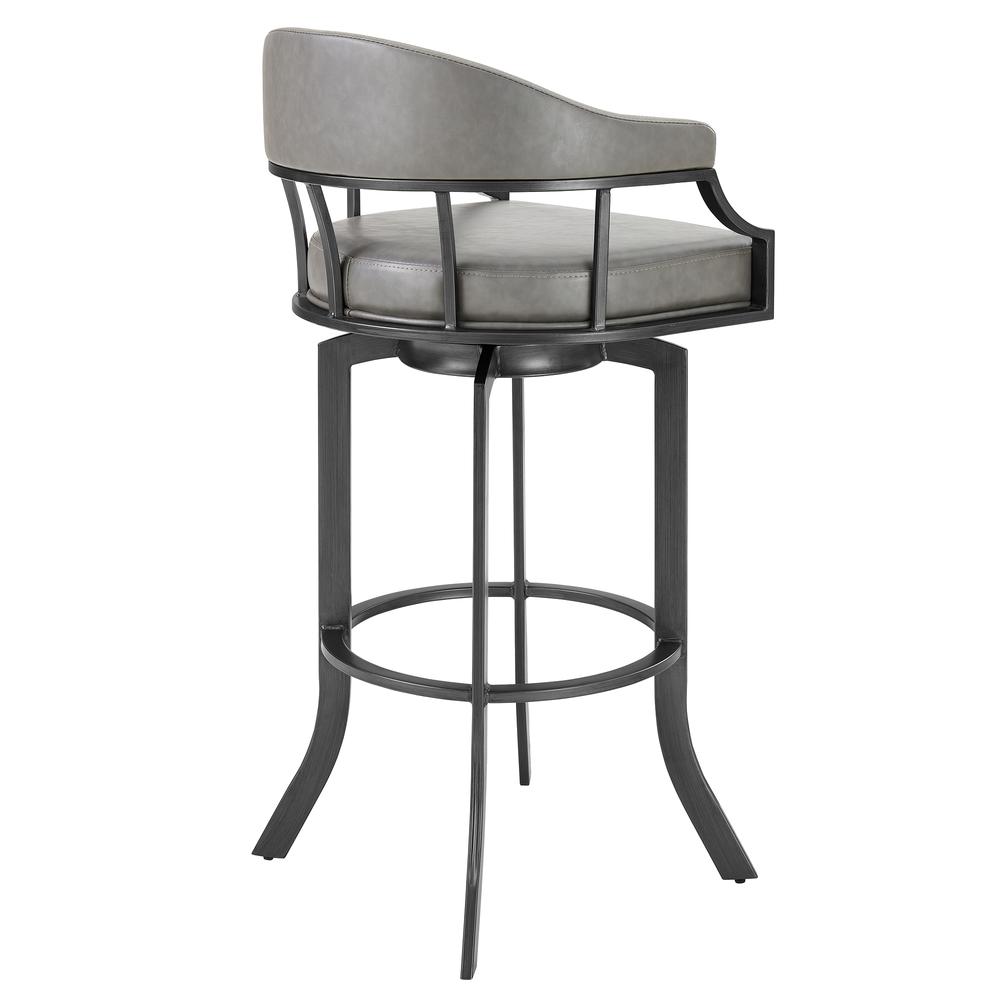 Pharaoh Swivel 26" Mineral Finish and Gray Faux Leather Bar Stool. Picture 2