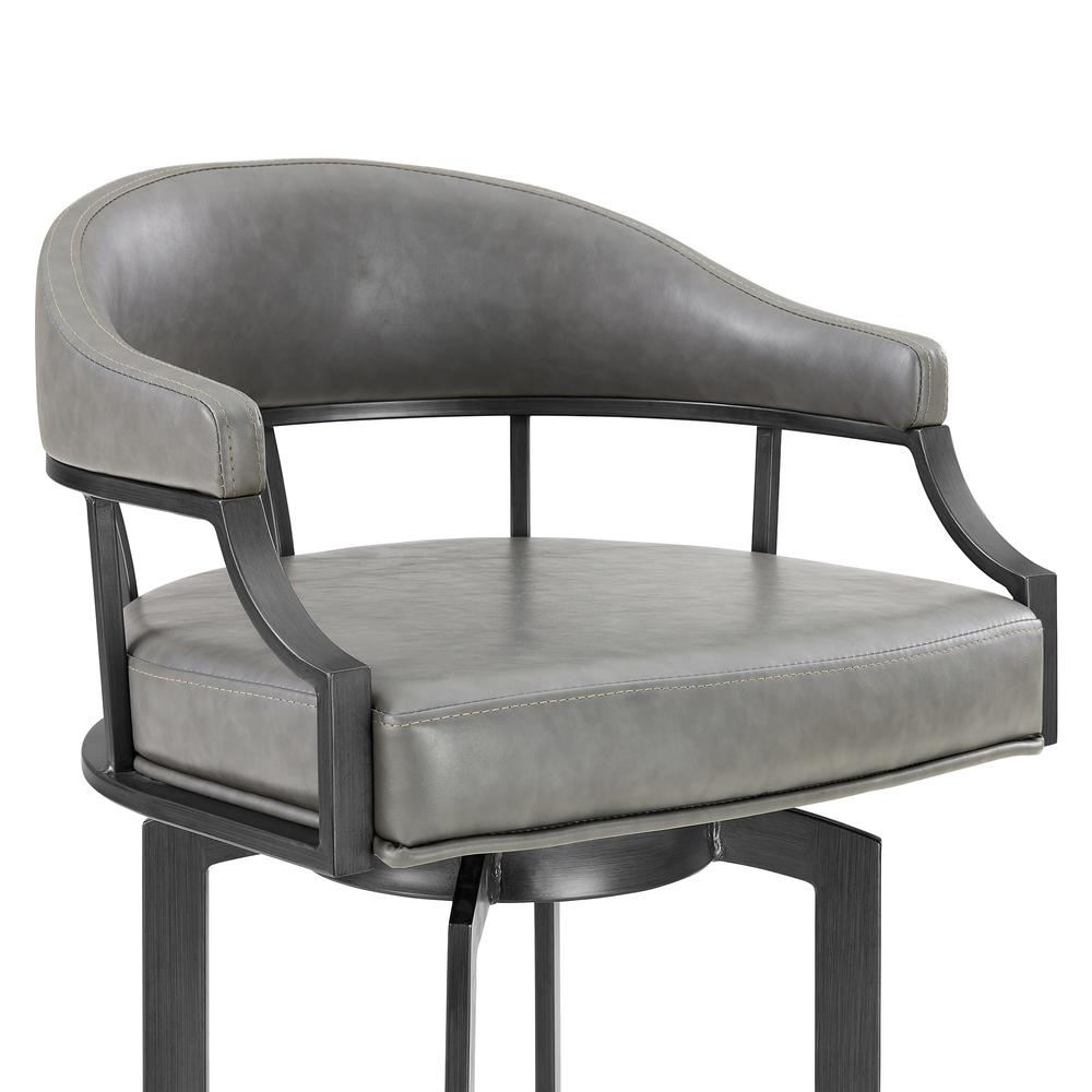 Pharaoh Swivel 26" Mineral Finish and Gray Faux Leather Bar Stool. Picture 3