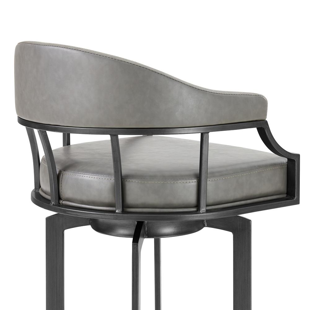 Pharaoh Swivel 30" Mineral Finish and Gray Faux Leather Bar Stool. Picture 4