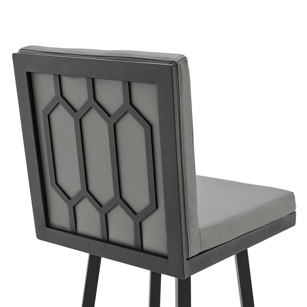 Rochester 30" Swivel Modern Black Metal and Grey Faux Leather Barstool. Picture 4