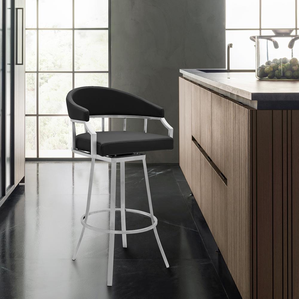 Counter Height Swivel Modern Balck Faux Leather Bar and Counter Stool. Picture 7