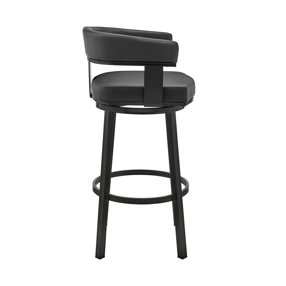Cohen 30" Bar Height Swivel Bar Stool in Black Finish and Black Faux Leather. Picture 2