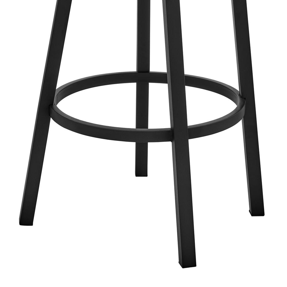 Cohen 30" Bar Height Swivel Bar Stool in Black Finish and Gray Faux Leather. Picture 7