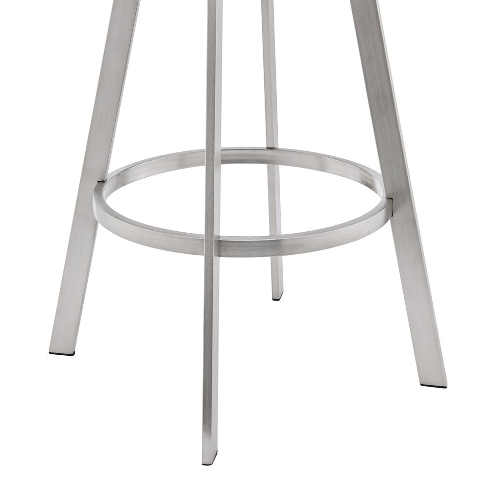 Bronson 25" Black Faux Leather and Brushed Stainless Steel Swivel Bar Stool. Picture 5