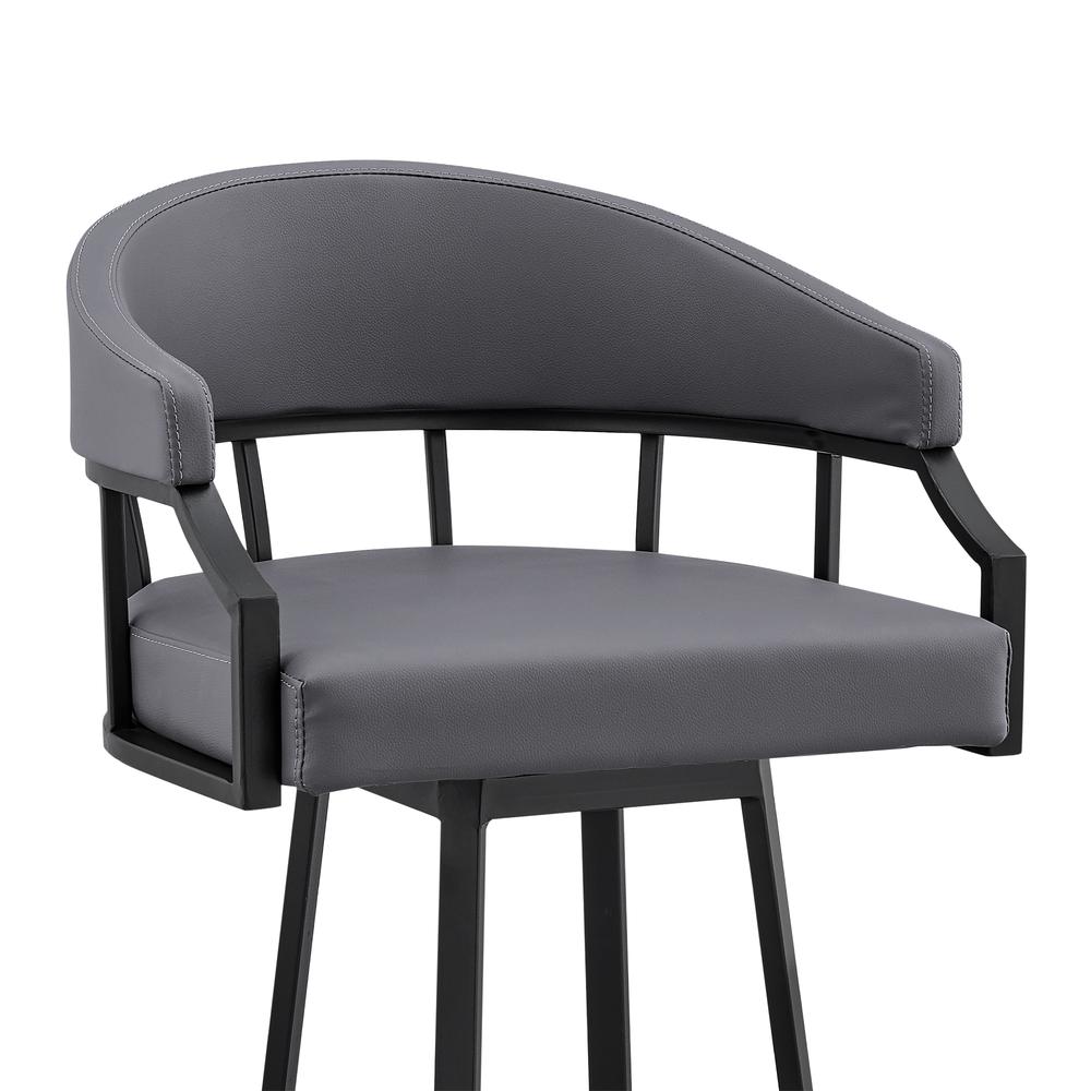 Palmdale 26" Swivel Slate Grey Faux Leather and Black Metal Bar Stool. Picture 5