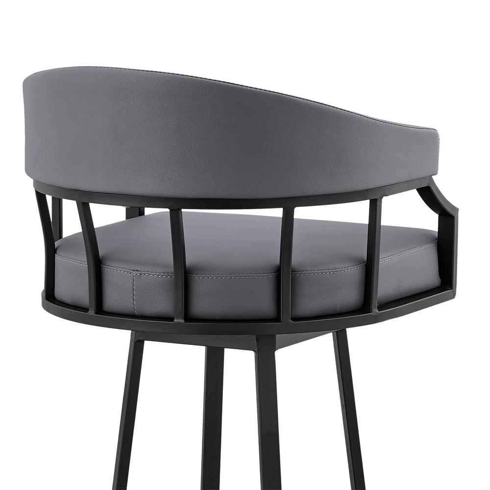 Palmdale 26" Swivel Slate Grey Faux Leather and Black Metal Bar Stool. Picture 6