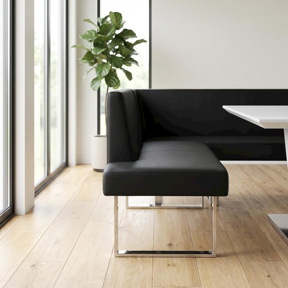 Black Outdoor Corner Sofa With Polyurethane Upholstery For Patio Lounge. Picture 3