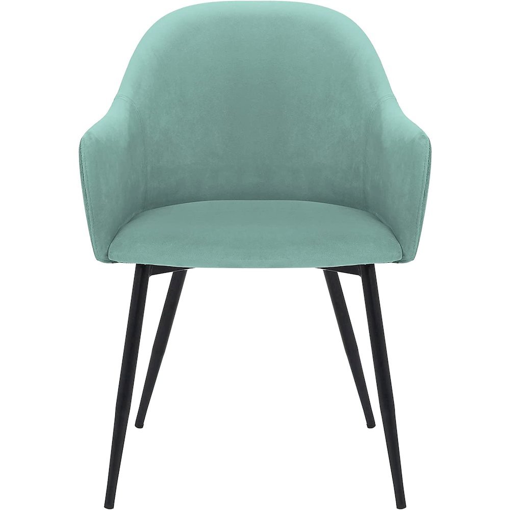 Pixie Two Tone Teal Fabric Dining Room Chair with Black Metal Legs. Picture 2