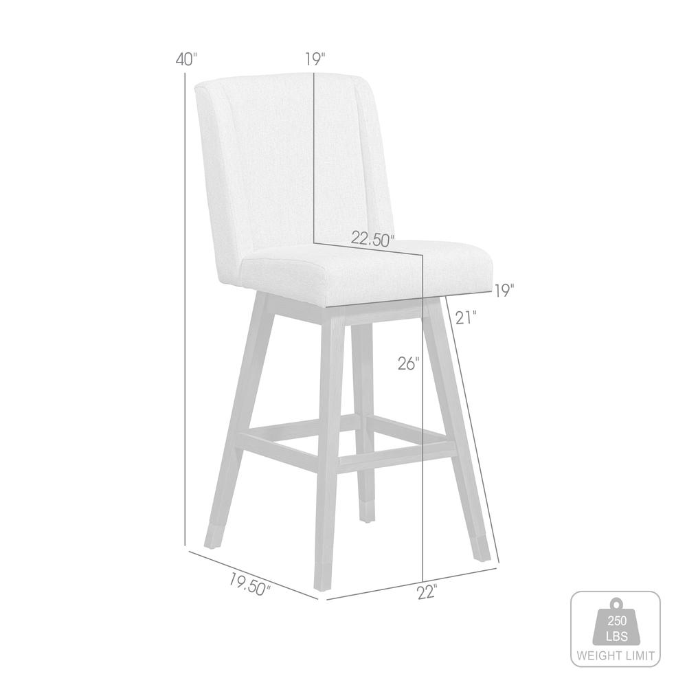 Stancoste Swivel Counter Stool in Brown Oak Wood Finish with Taupe Fabric. Picture 8